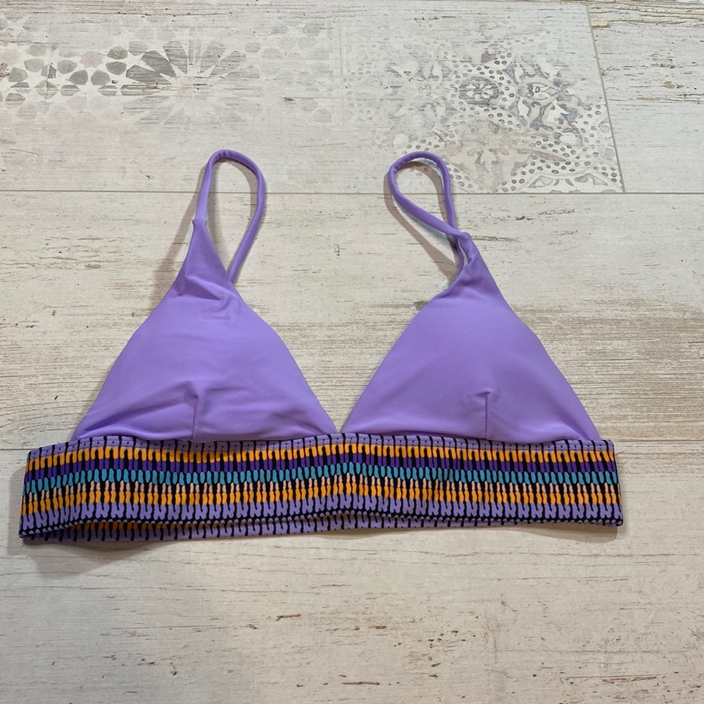 SHEIN Purple Patterned Triangle Bikini Top